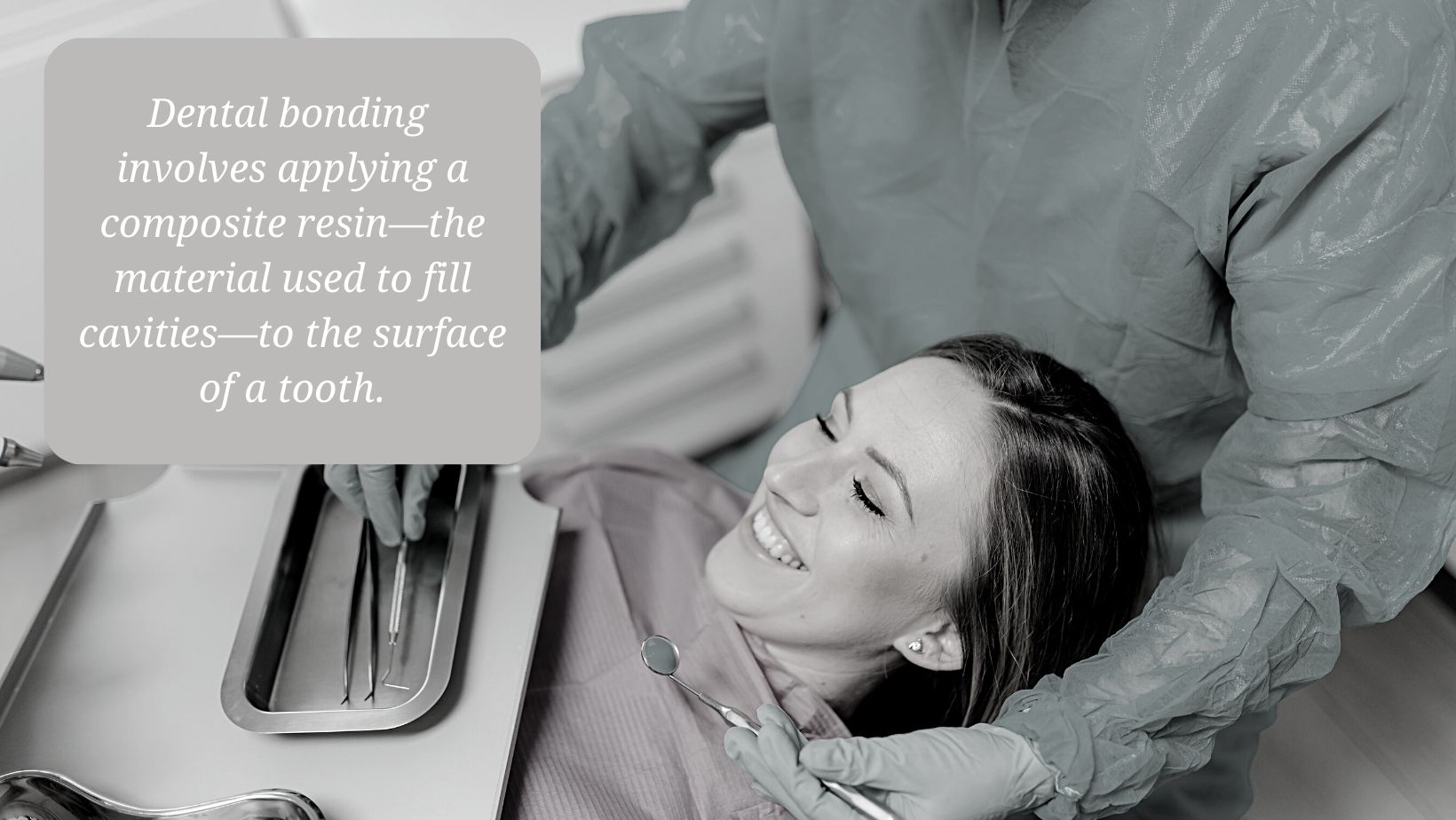 dental patient happy after dental bonding on teeth