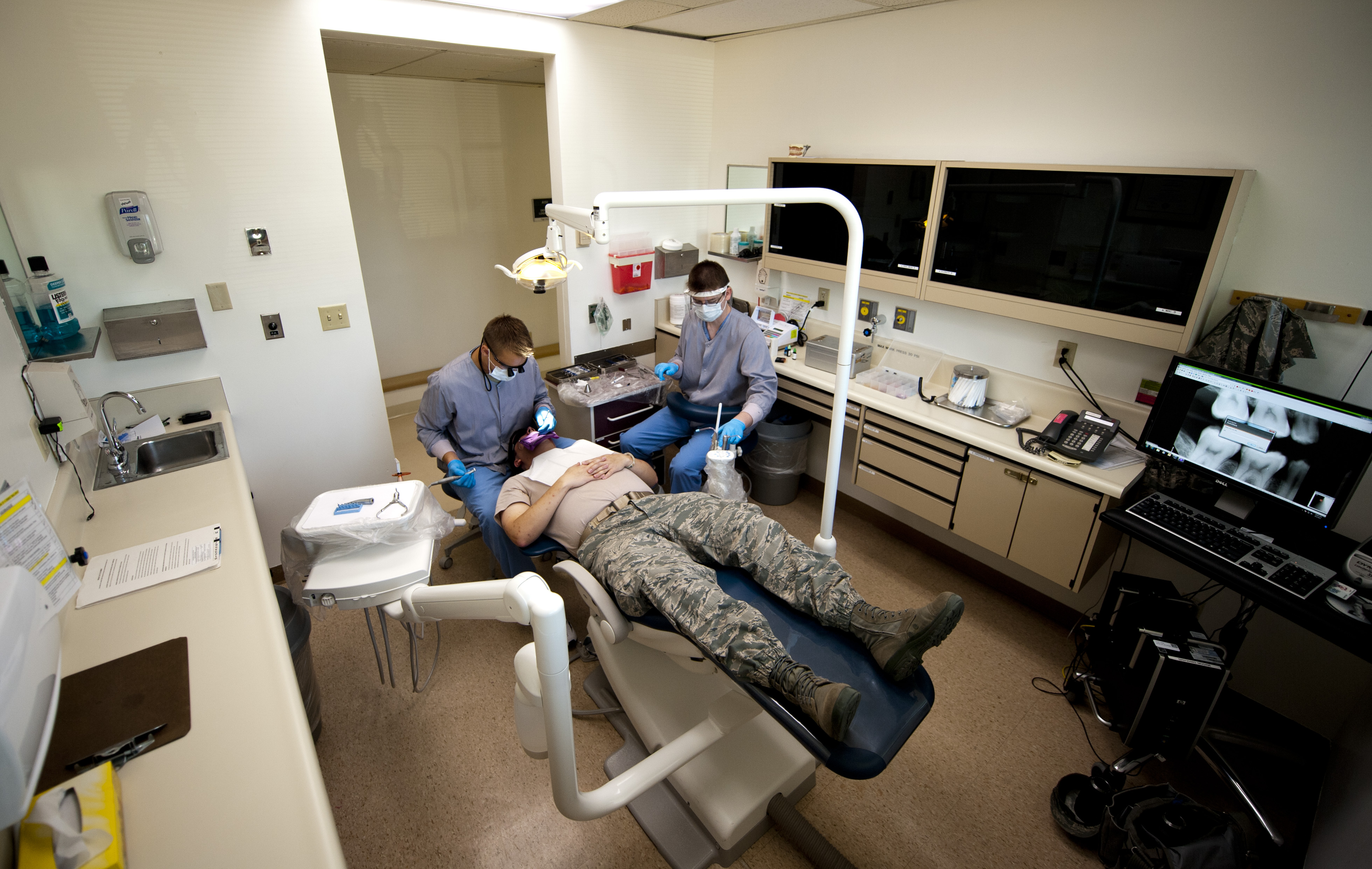 Man getting dental bonding procedure done