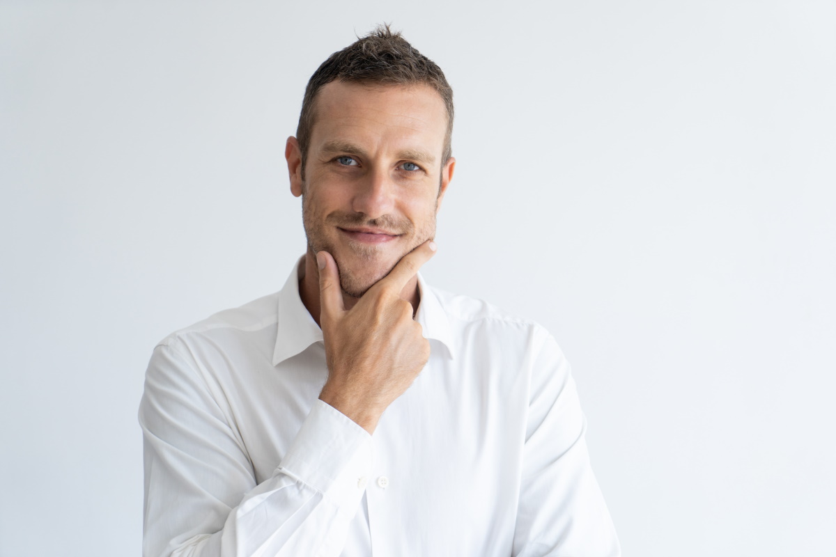 man curious about invisalign