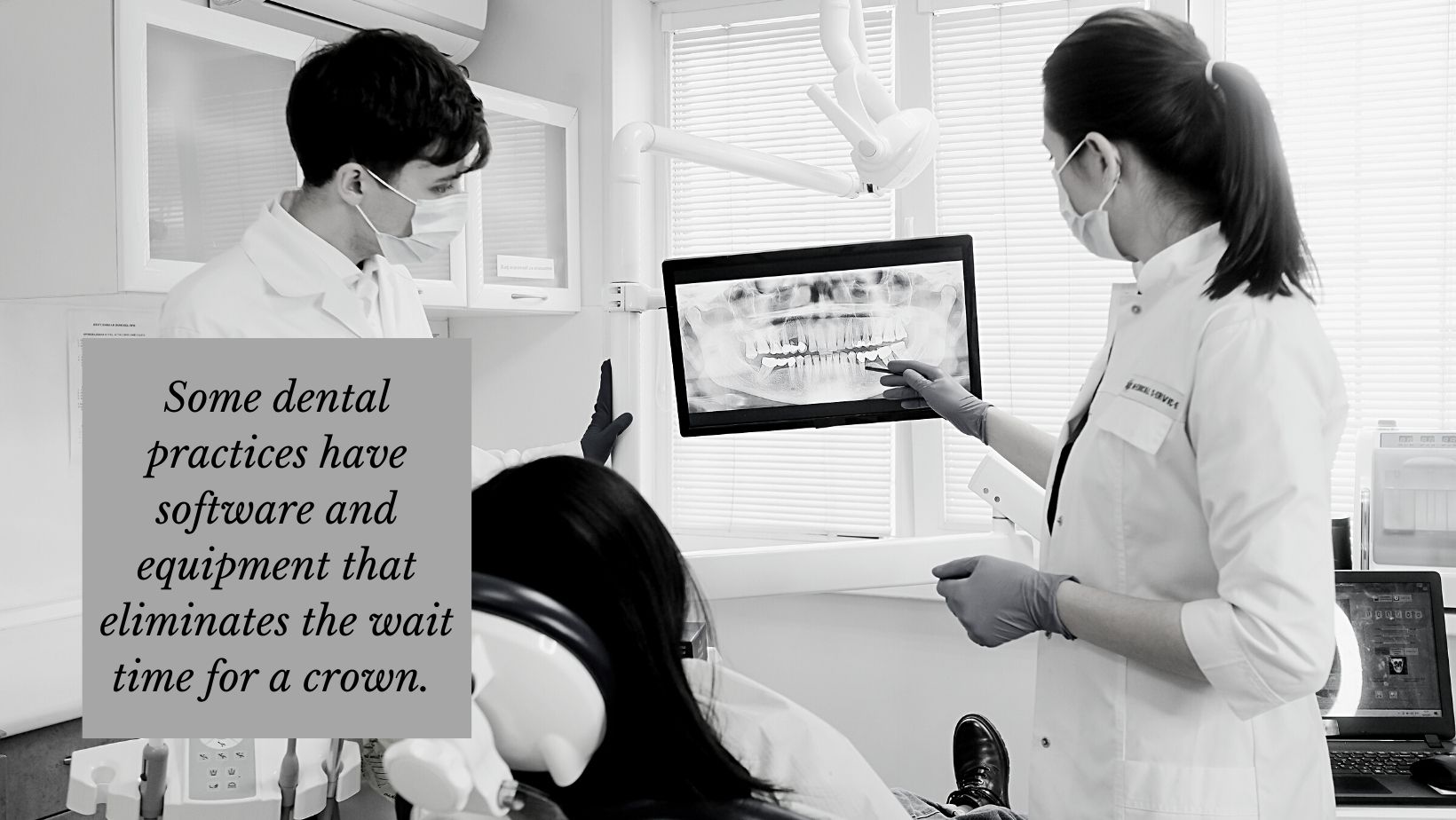 dentists looking at x-rays for dental crown