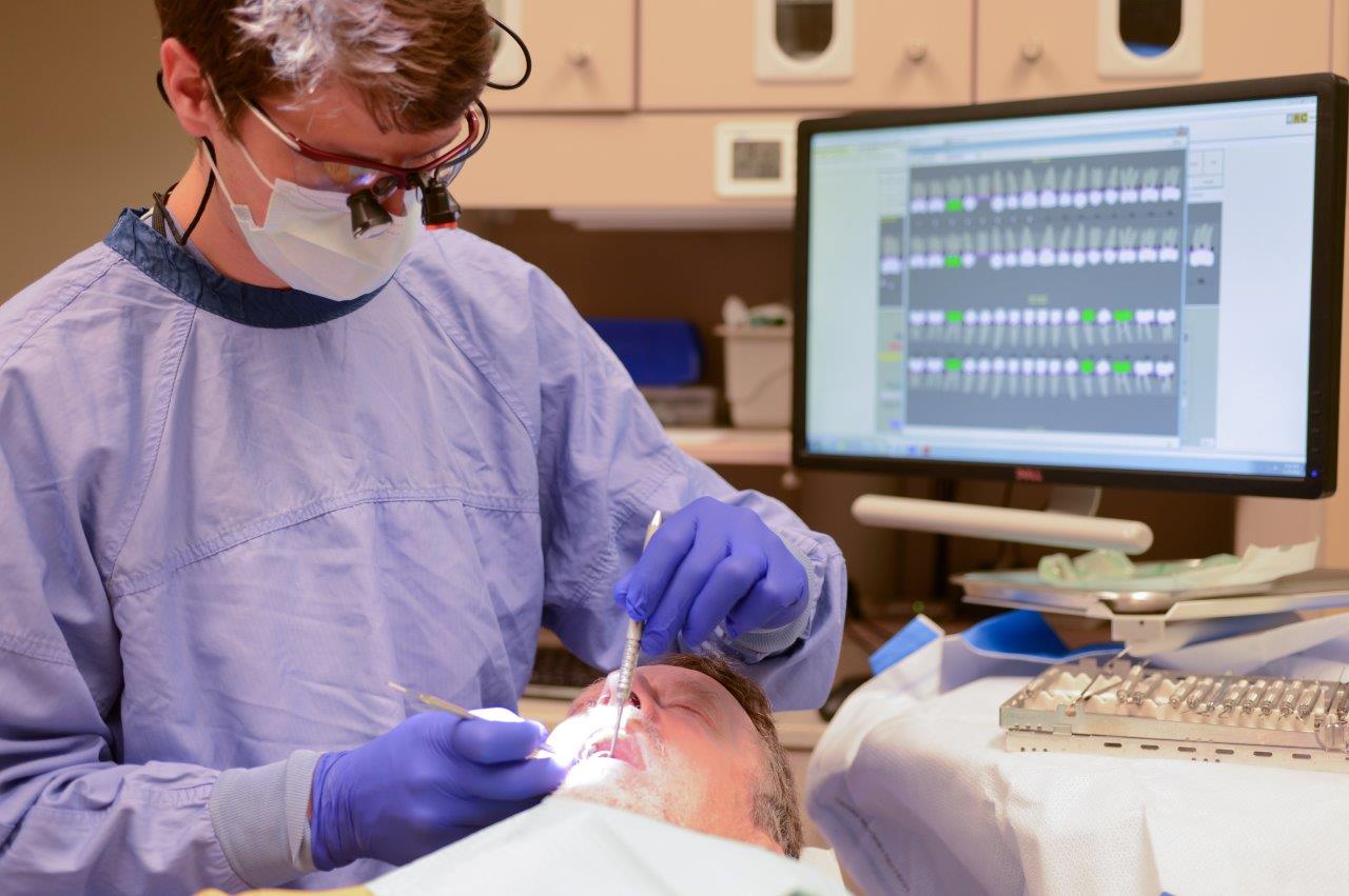 Veteran receiving dental care at a VA clinic